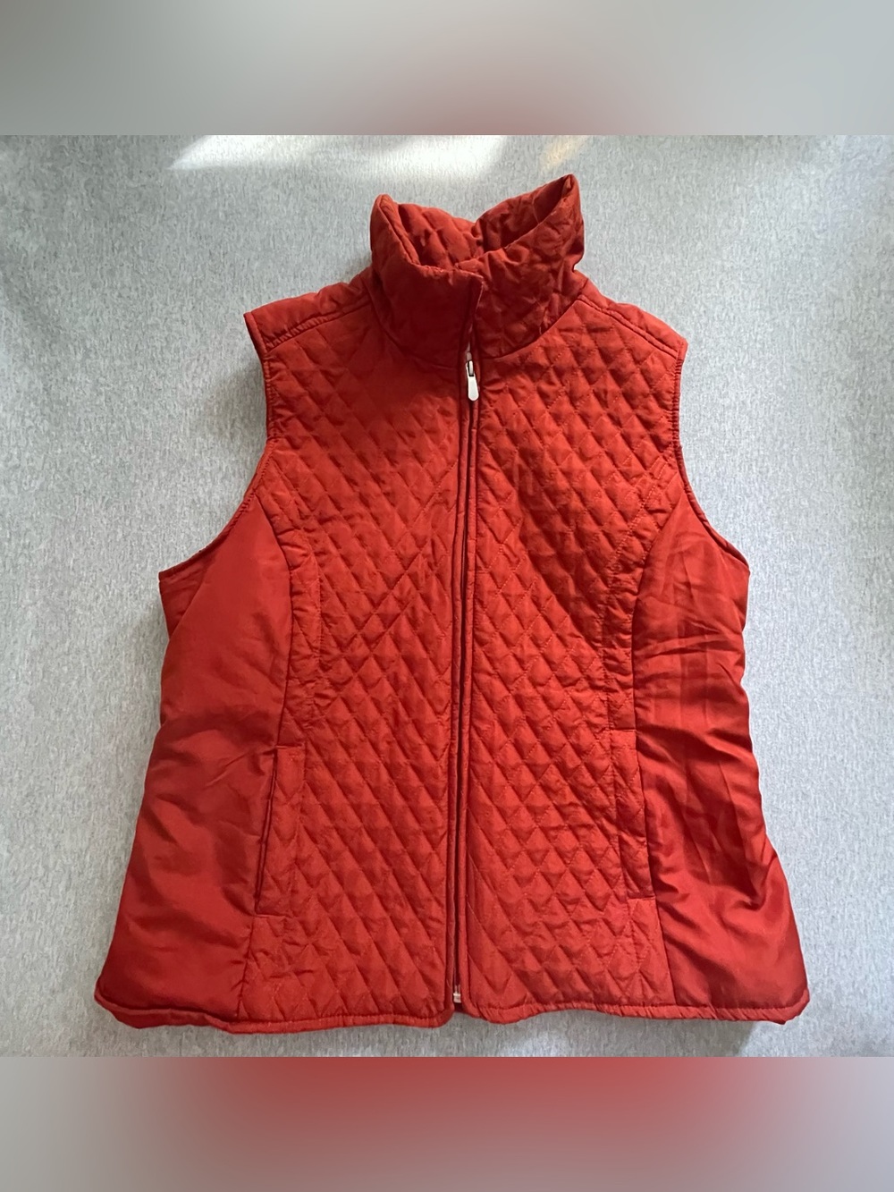 Christopher & Banks Women's Size XL Burnt Orange Quilted Zip Up Vest Pockets NWT